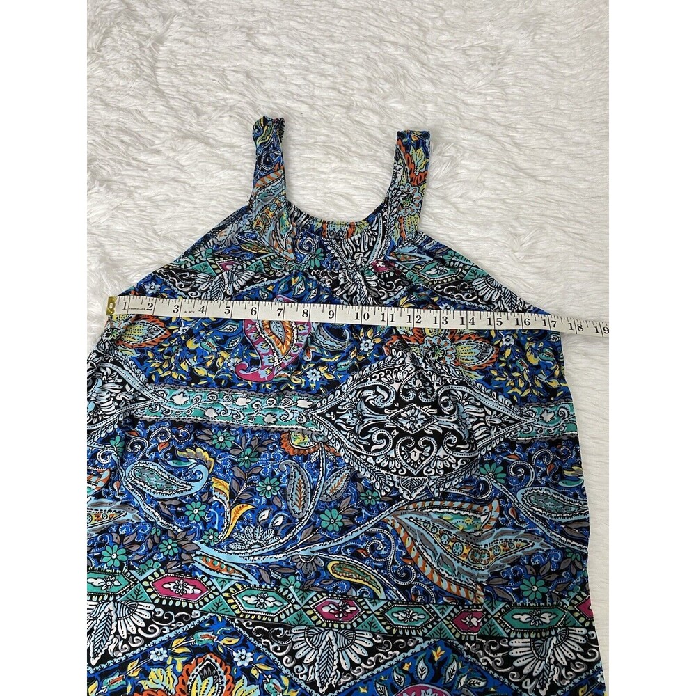 Swing Mini Dress Paisley High Neck Multicolor Size S Jersey - Picture 5 of 8